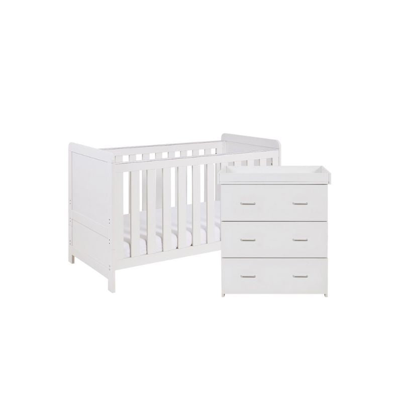 Babymore Caro 2 Piece Nursery Furniture Set – White Wash