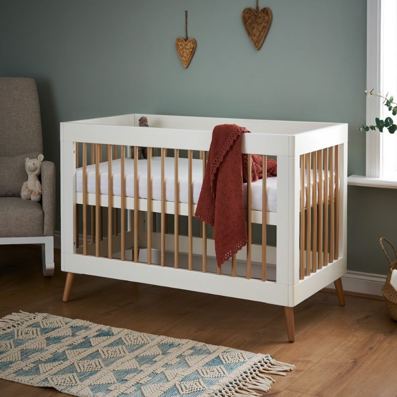 Dim Gray OBABY MAYA MINI COT BED - WHITE + NATURAL