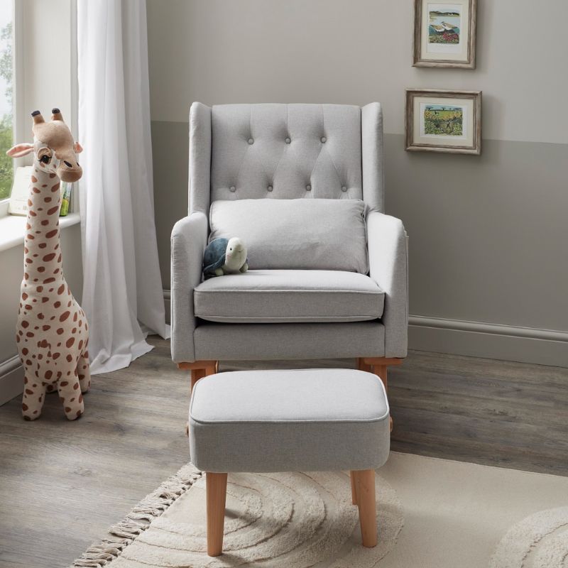 Babymore Lux Nursing Chair with Footstool – Grey