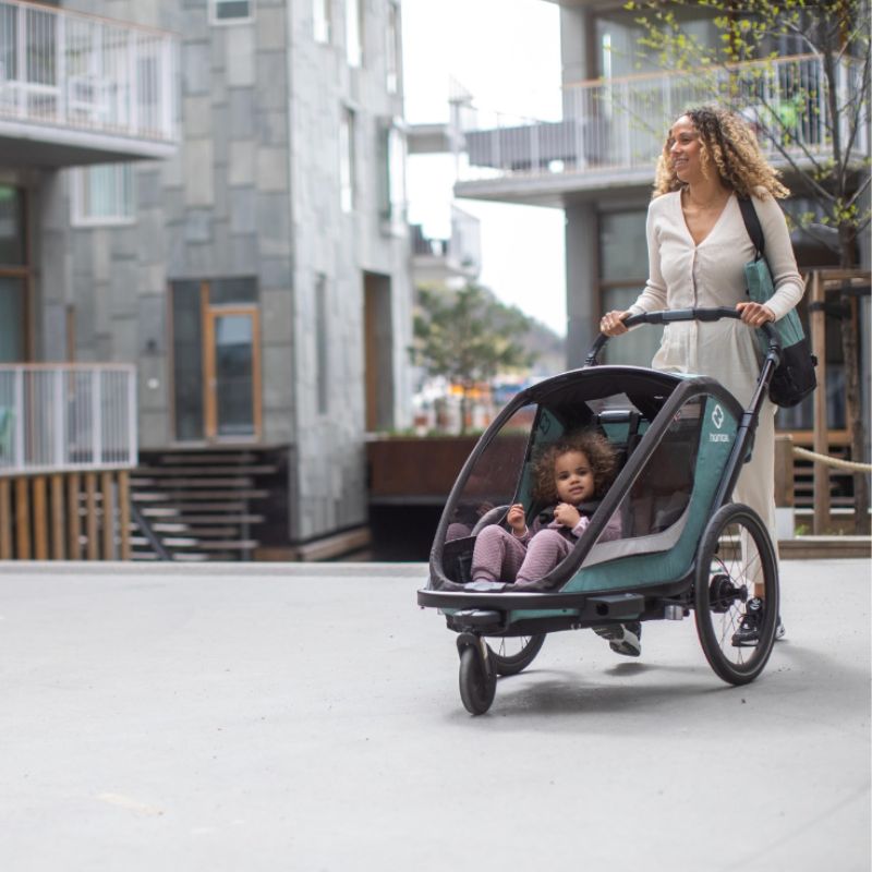 HAMAX COCOON CHILD BIKE TRAILER - GREEN + BLACK