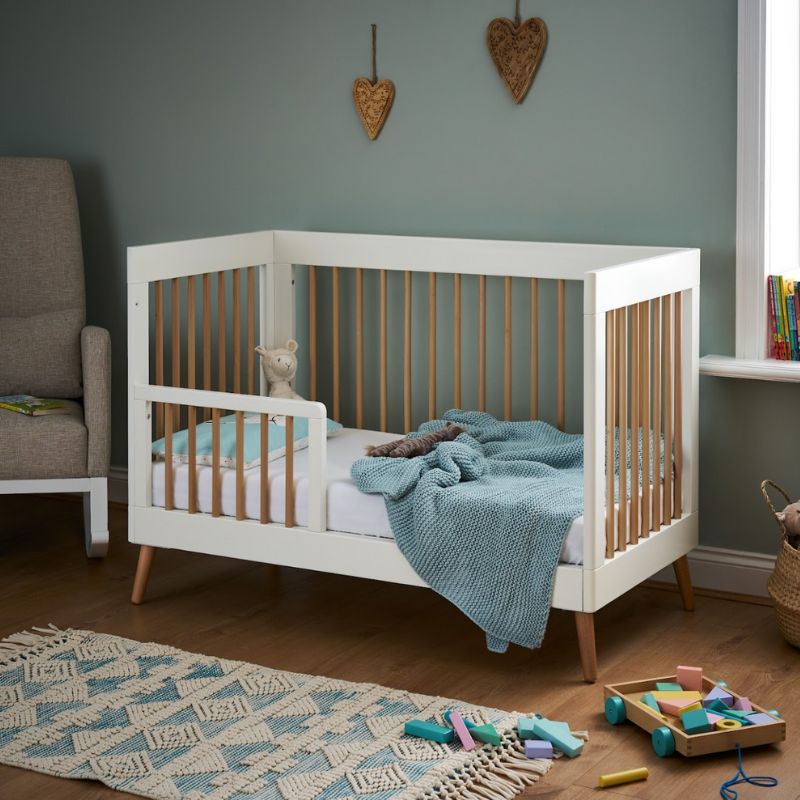 Dim Gray OBABY MAYA MINI COT BED - WHITE + NATURAL