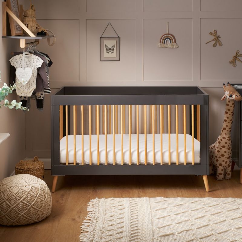 Dim Gray OBABY MAYA COT BED - SLATE + NATURAL