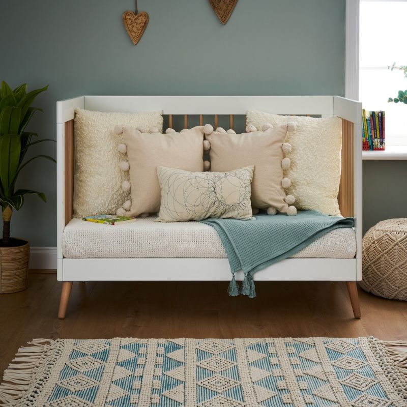 Dim Gray OBABY MAYA MINI COT BED - WHITE + NATURAL