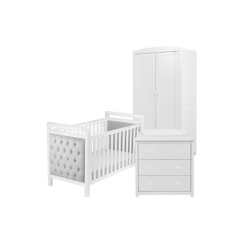 Babymore Velvet Deluxe 3 Piece Room Set - White + Velvet
