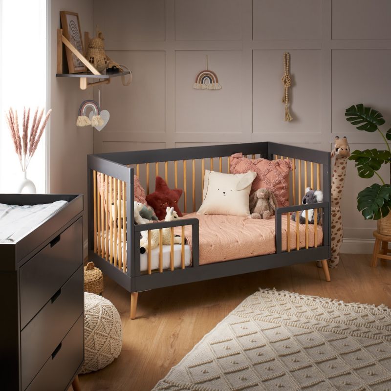 Dim Gray OBABY MAYA COT BED - SLATE + NATURAL