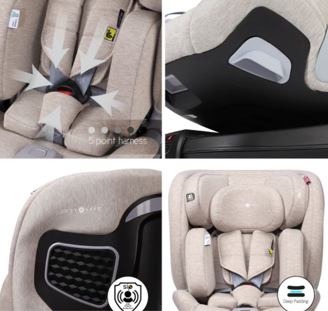 Cozy N Safe Omega i-Size 360° Rotating Car Seat (40–150cm) | Birth to 12 Years | ISOFIX & Support Leg - Ivory