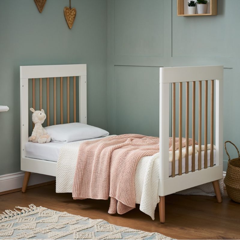 Light Slate Gray OBABY MAYA MINI COT BED - WHITE + NATURAL