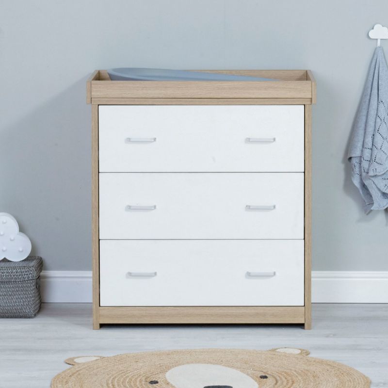 Babymore Veni 3 Piece Nursery Furniture Sets with Drawer – Oak White