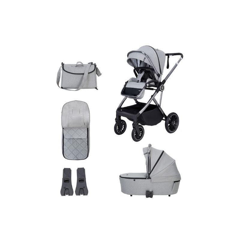 Dark Gray BABYMORE CHIA 2 IN 1 PRAM & PUSHCHAIR – PEARL GREY