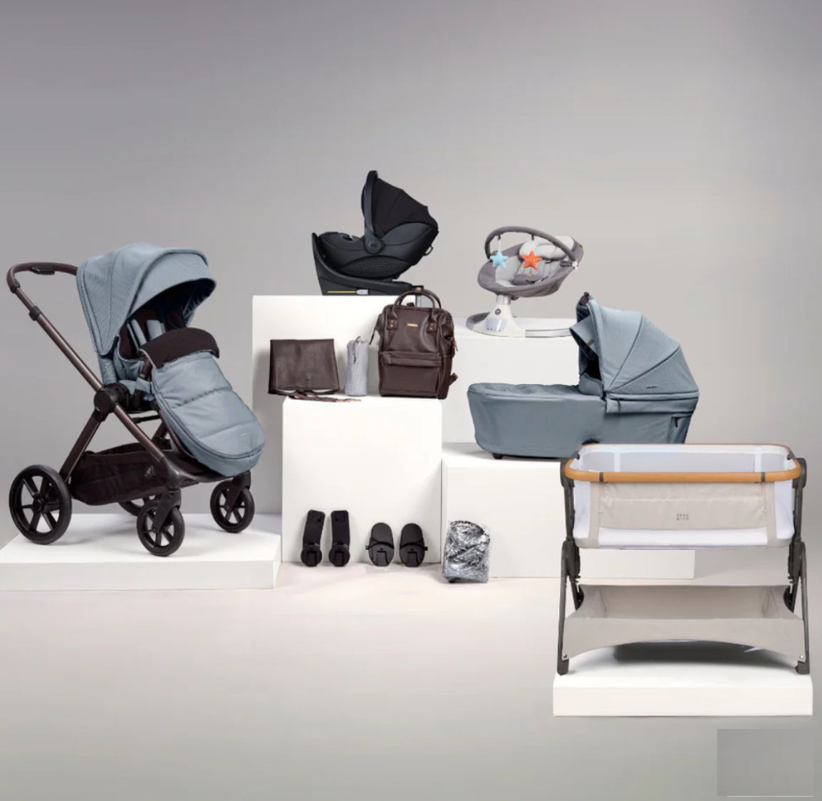 Bababing Raffi MKII - 16 Piece Travel Bundle + Spin Car Seat & ISOFIX base - Duck Egg