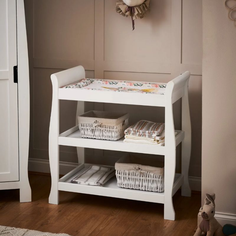 OBaby Stamford Sleigh Open Changing Unit - White - Prime Baby Gear