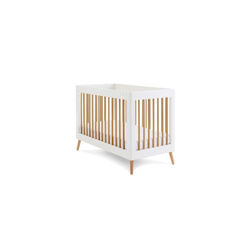 Sienna OBABY MAYA MINI COT BED - WHITE + NATURAL