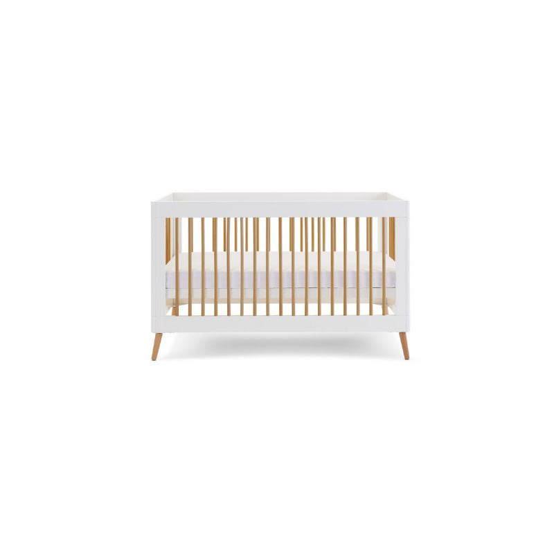 Light Gray OBABY MAYA COT BED - WHITE + NATURAL