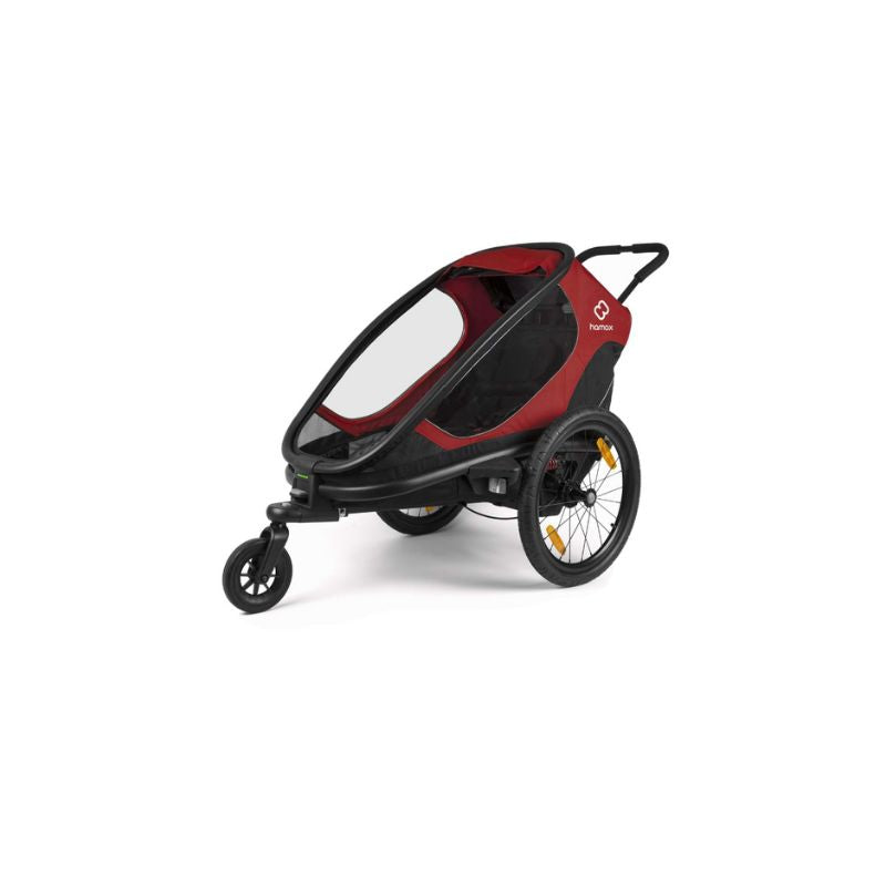 HAMAX OUTBACK SINGLE CHILD BIKE TRAILER - RED + BLACK