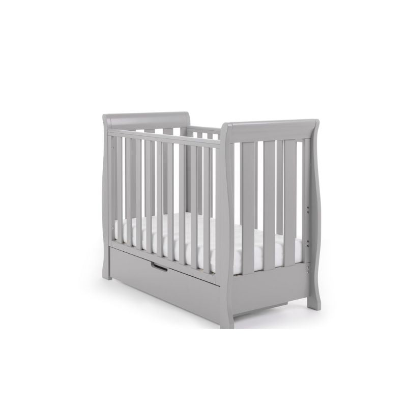 OBaby Stamford Space Saver Sleigh Cot - Warm Grey