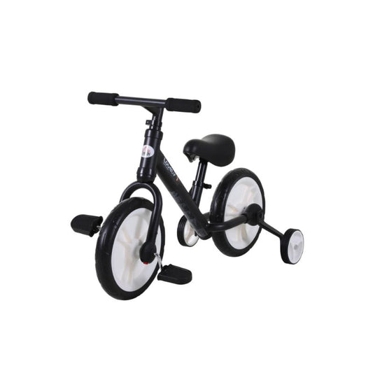 HOMCOM 2-in-1 Balance Bike with Removable Stabilisers | Adjustable Toddler Training Bike | Ages 2–5 Years - Black