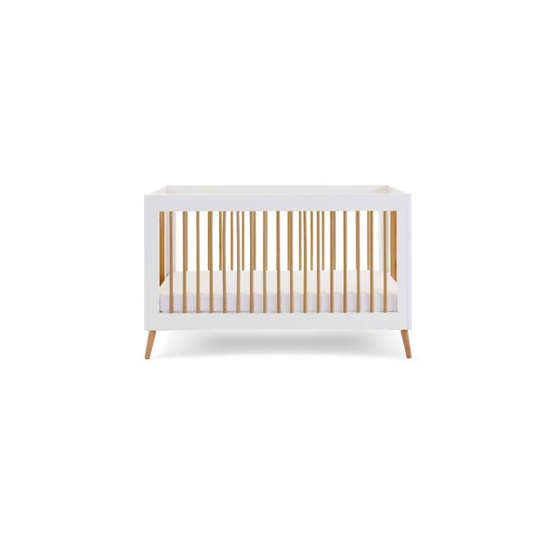 Antique White OBABY MAYA COT BED - WHITE + NATURAL