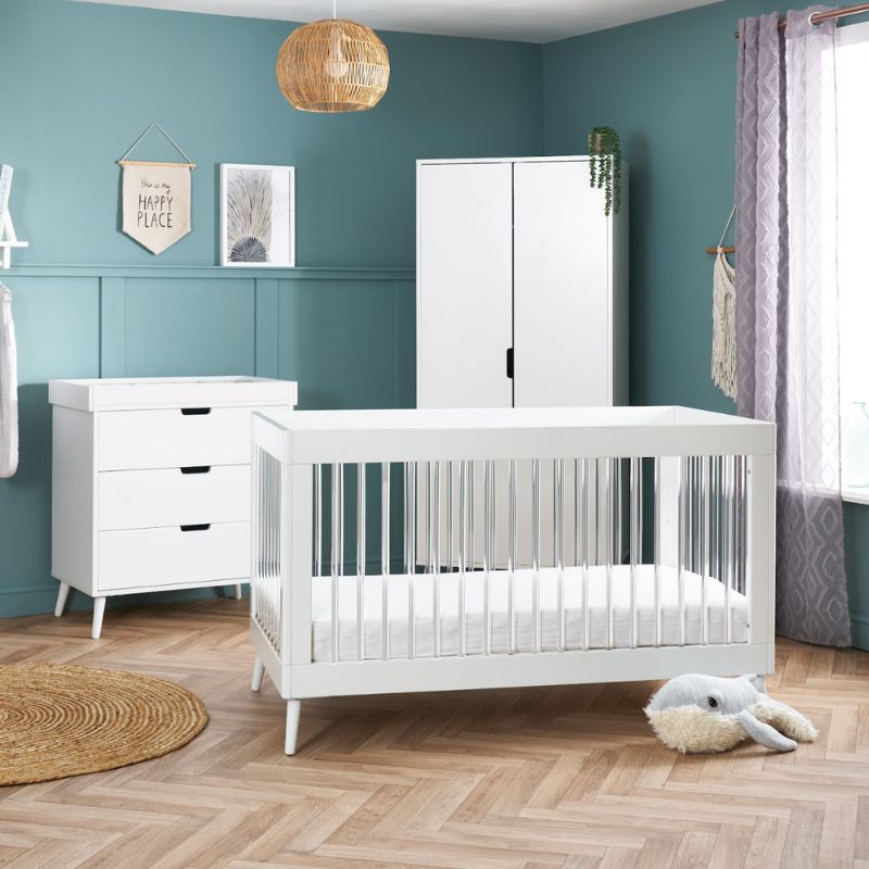 Gray OBABY MAYA 3 PIECE ROOM SET - WHITE + ACRYLIC