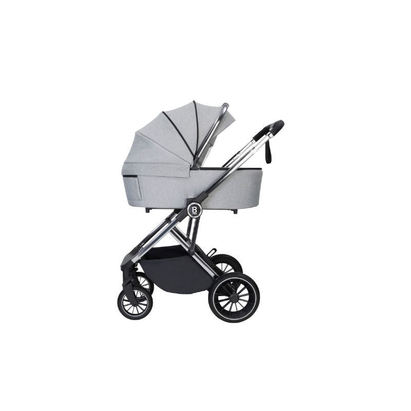 Gray BABYMORE CHIA TRAVEL SYSTEM COCO WITH BASE - PEARL GREY