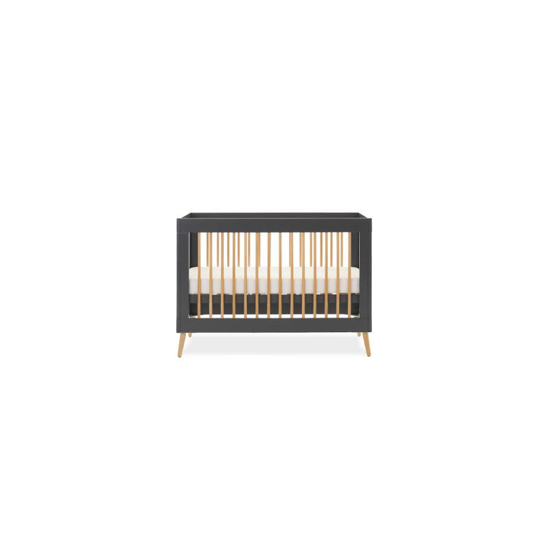 Beige OBABY MAYA MINI COT BED - SLATE + NATURAL