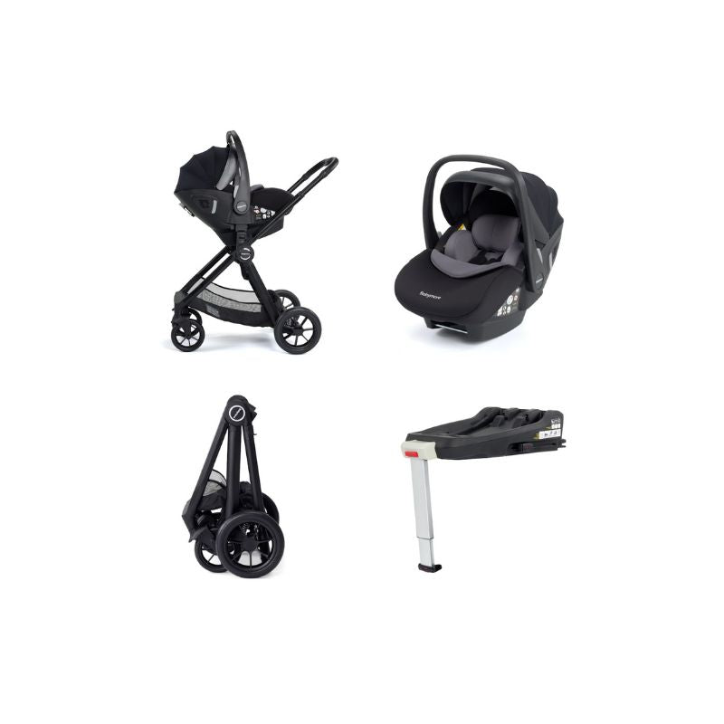 Babymore Memore V2 Travel System Pecan with Base - Black