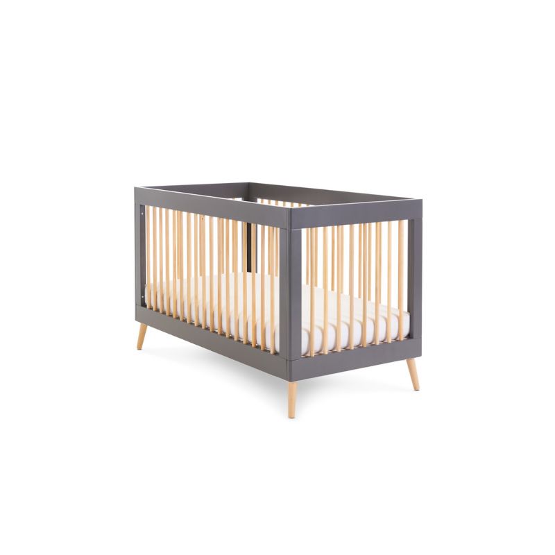 Light Gray OBABY MAYA COT BED - SLATE + NATURAL