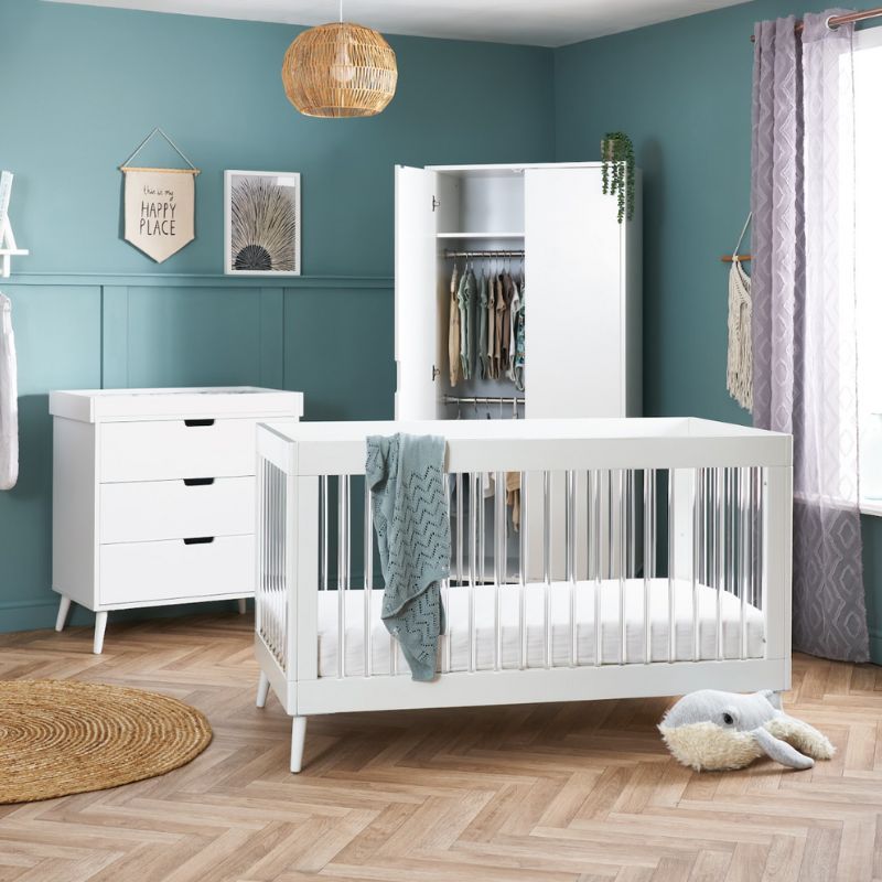 Gray OBABY MAYA 3 PIECE ROOM SET - WHITE + ACRYLIC