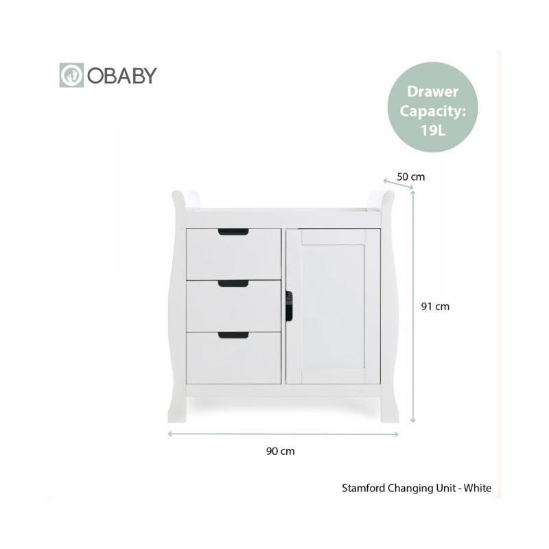 OBaby Stamford Sleigh Closed Changing Unit - White