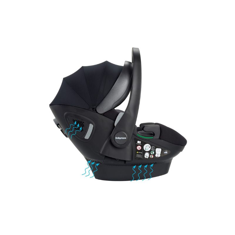 Babymore Pecan i-Size Baby Car Seat with Isofix Base - Black - Prime Baby Gear