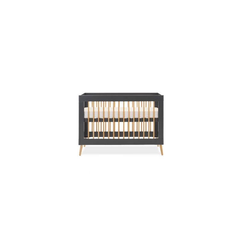 Beige OBABY MAYA MINI COT BED - SLATE + NATURAL