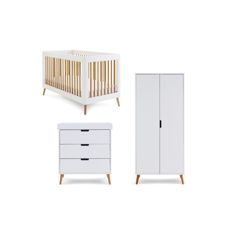 Light Gray OBABY MAYA 3 PIECE ROOM SET - WHITE + NATURAL