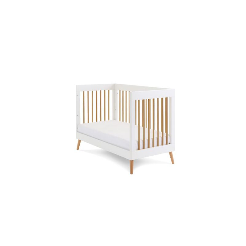 Lavender OBABY MAYA MINI COT BED - WHITE + NATURAL