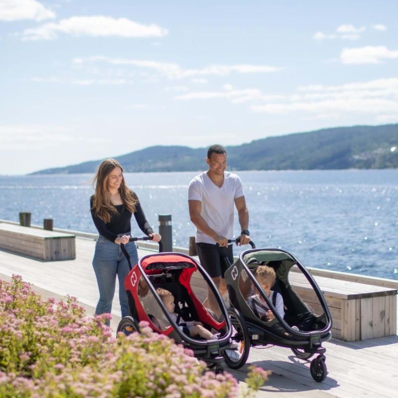 HAMAX OUTBACK SINGLE CHILD BIKE TRAILER - RED + BLACK