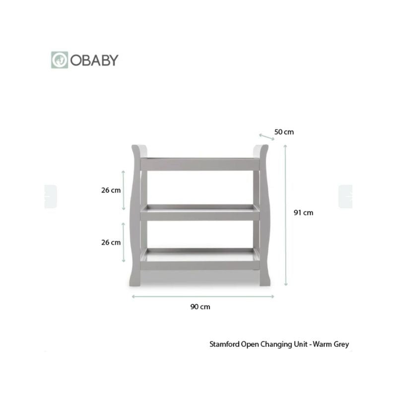 OBaby Stamford Sleigh Open Changing Unit - Warm Grey