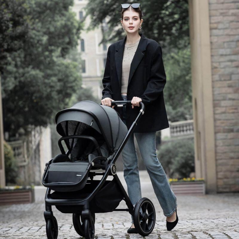 Dark Slate Gray BABYMORE KAI 2 IN 1 PRAM & PUSHCHAIR - FOREST GREY