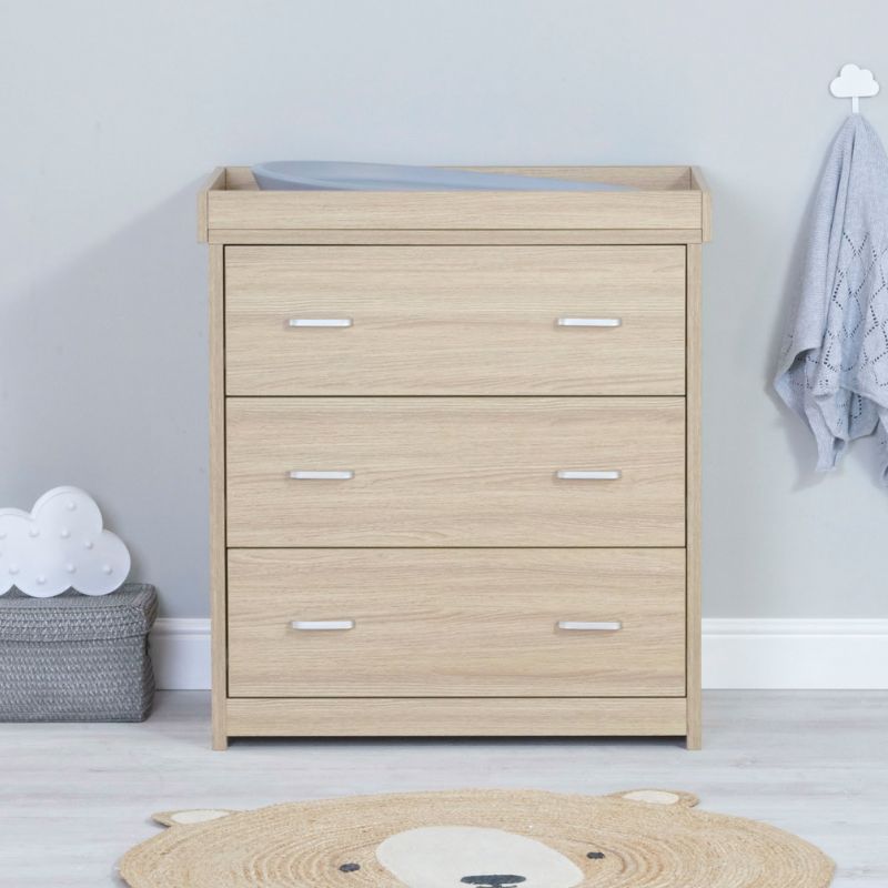Babymore Veni 3 Piece Nursery Furniture Set with Drawer – Oak