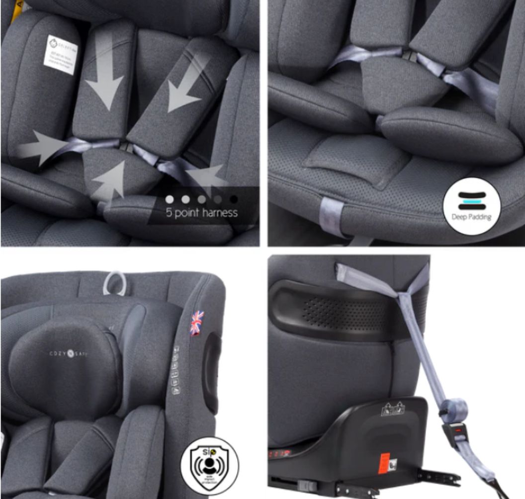 Cozy N Safe Galaxy i-Size 360° Rotating Car Seat (40–150cm) | Birth to 12 Years | ISOFIX & Top Tether - Slate