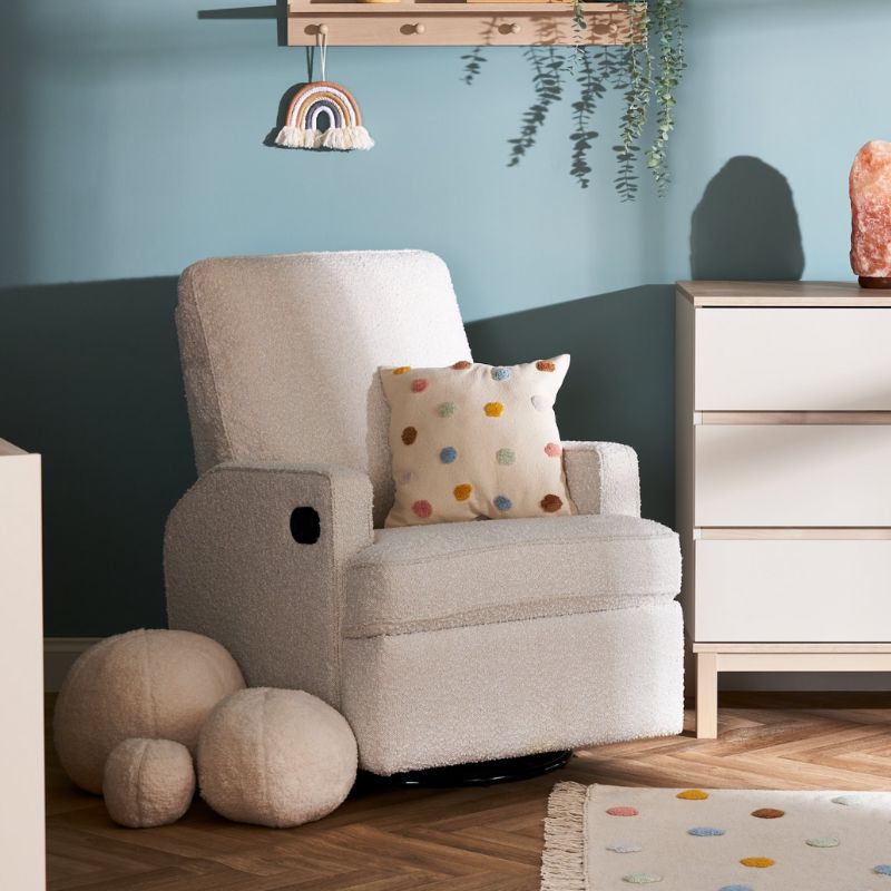 Dark Gray OBABY MADISON SWIVEL GLIDER RECLINER CHAIR - BOUCLE STYLE