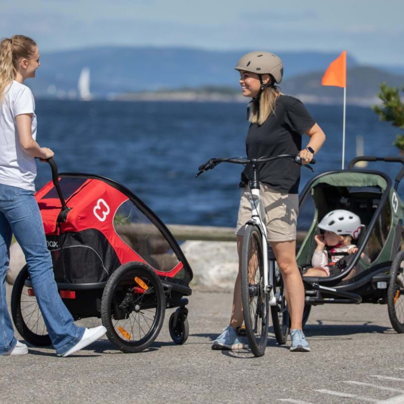 HAMAX OUTBACK SINGLE CHILD BIKE TRAILER - RED + BLACK