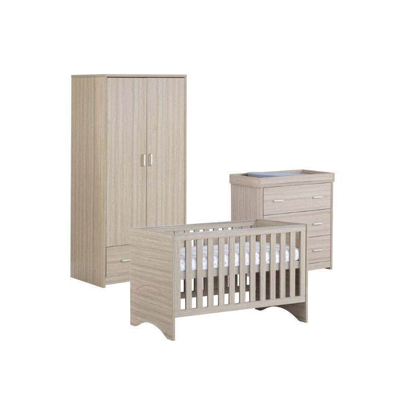 Babymore Veni 3 Piece Nursery Furniture Set with Drawer – Oak