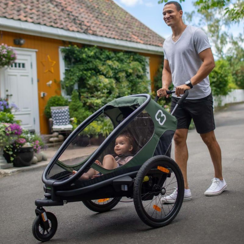 Hamax Outback Single Child Bike Trailer - Green + Black - Prime Baby Gear