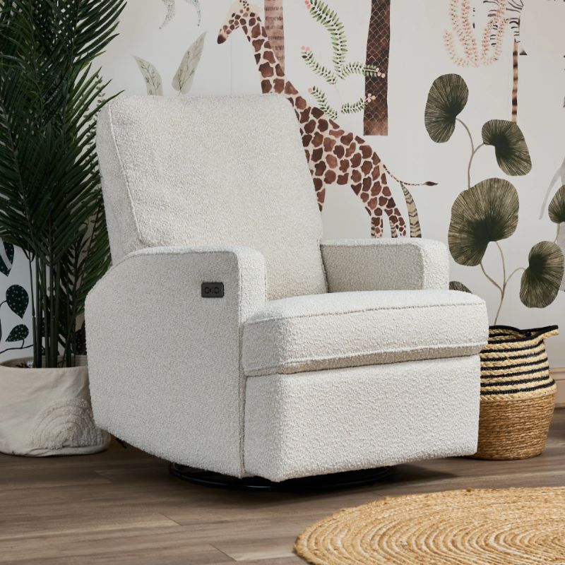OBaby Madison Electric Swivel Glider Recliner Chair - Bouclé