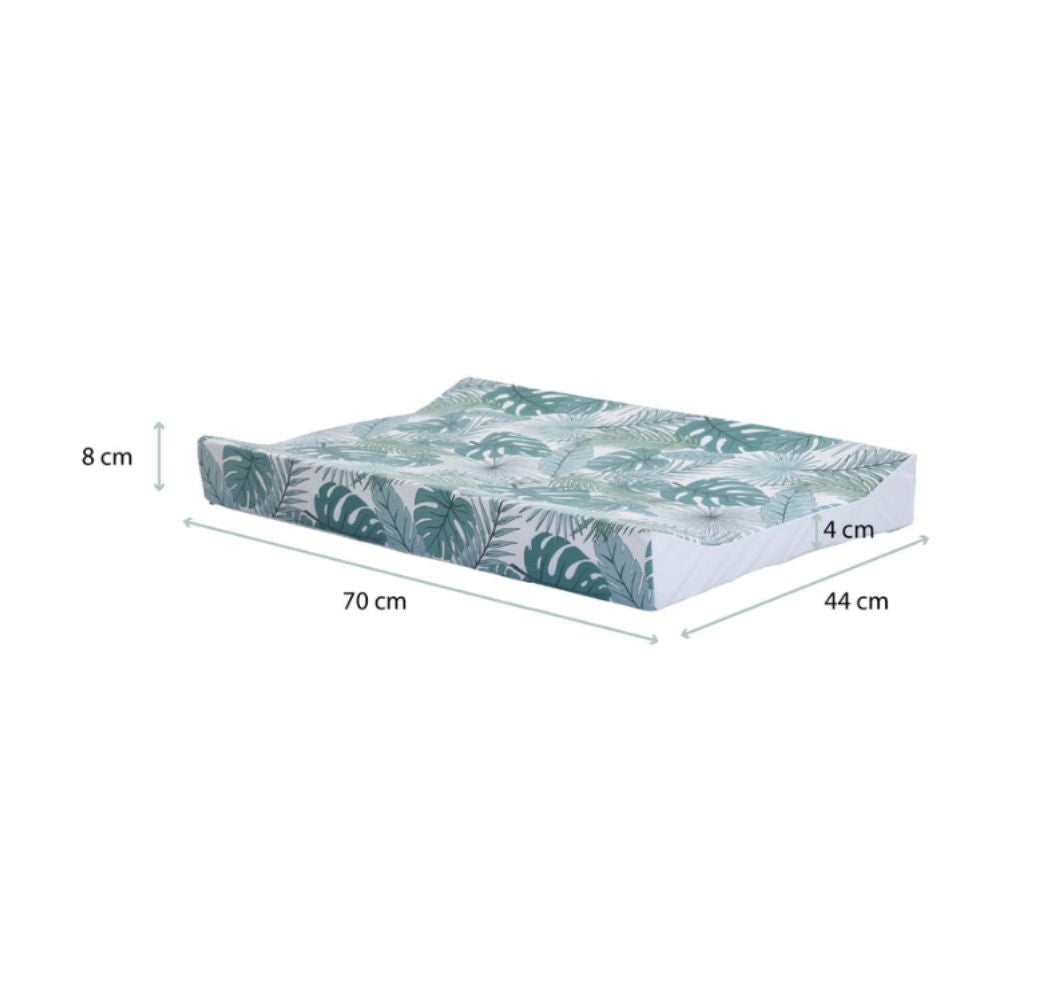 Obaby Wedge Changing Mat |Anti-Roll Baby Changing Mat | Wipe Clean - Jungle Green Print