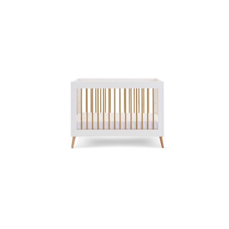 Light Gray OBABY MAYA MINI COT BED - WHITE + NATURAL