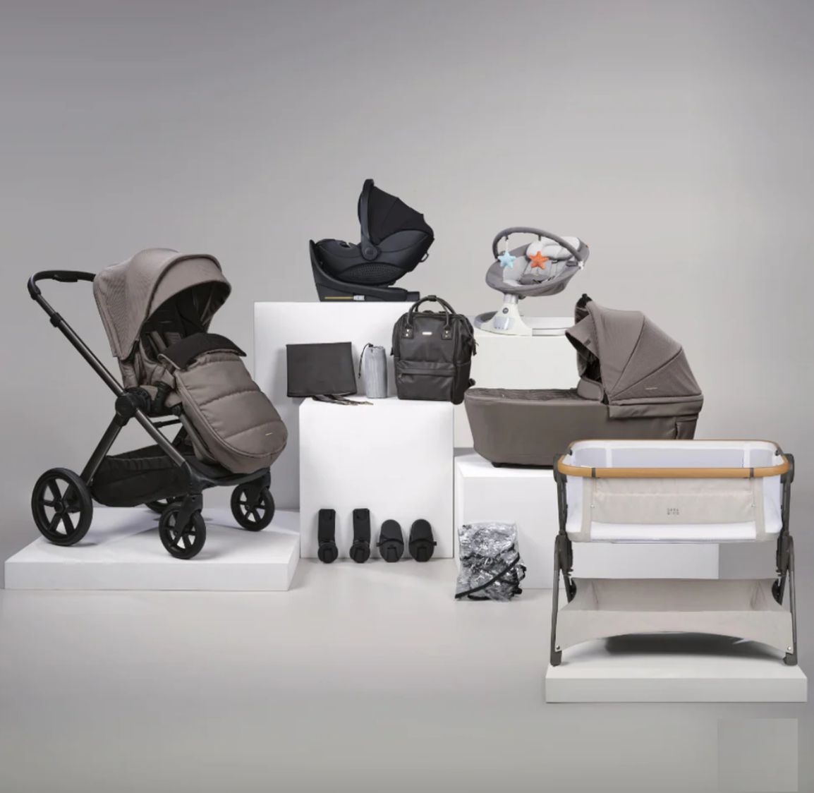 Bababing Raffi MKII - 16 Piece Travel Bundle + Spin Car Seat & ISOFIX base - Minky