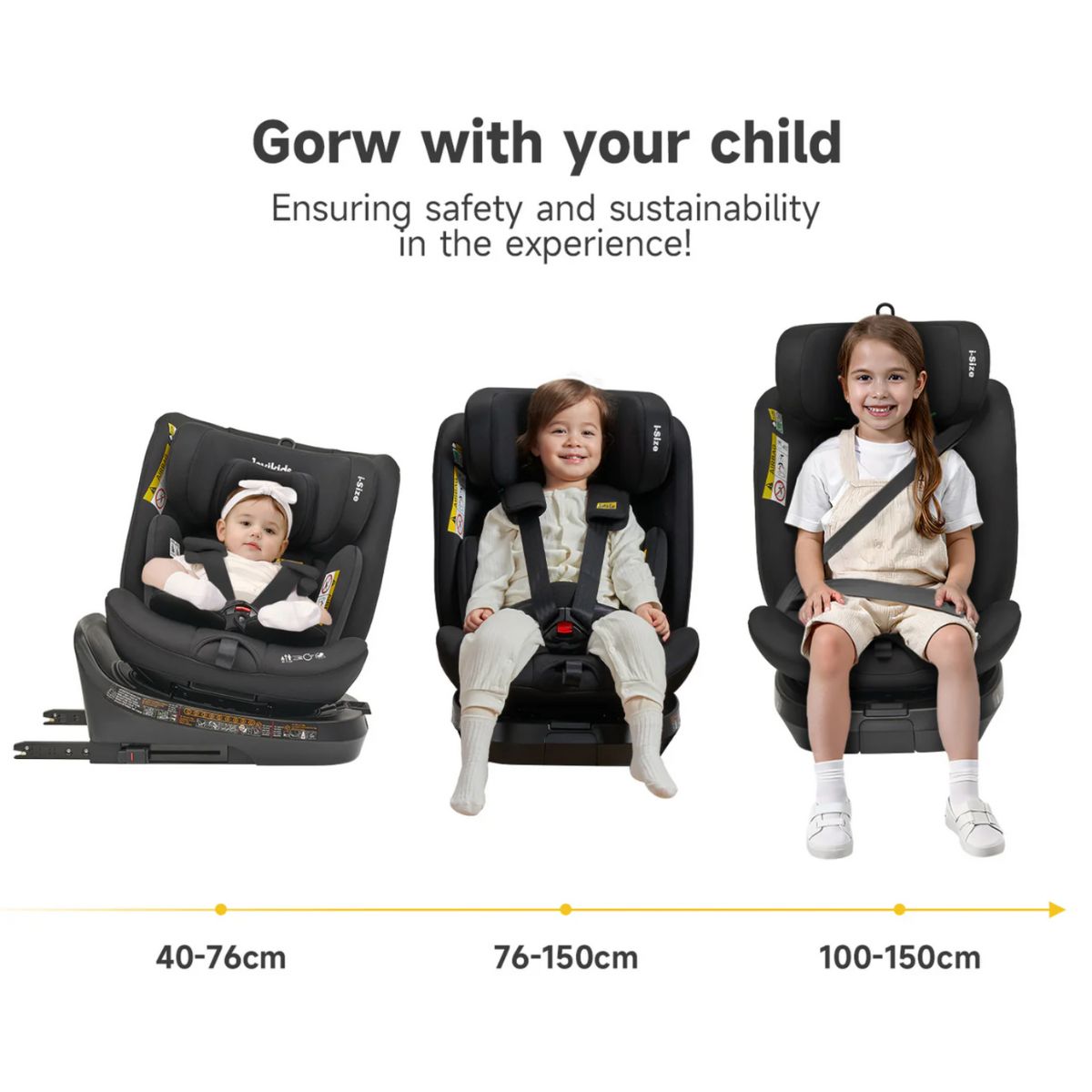 Jovikids Ranger TT 360° Swivel i-Size Car Seat 40-150cm From Birth to 12 Years - Black