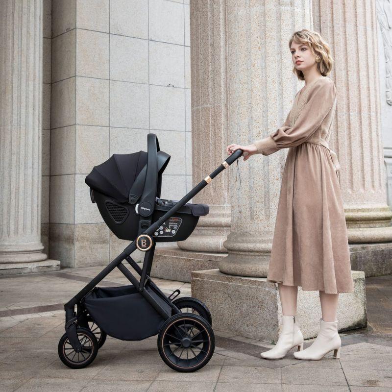 Dark Gray BABYMORE CHIA TRAVEL SYSTEM COCO WITH BASE - MIDNIGHT BLUE