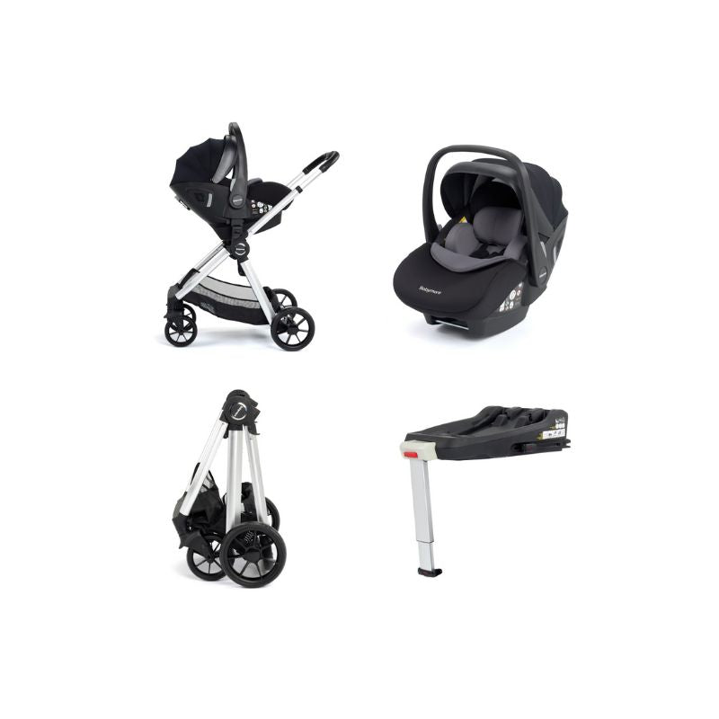 Light Gray BABYMORE MIMI TRAVEL SYSTEM PECAN I-SIZE CAR SEAT WITH ISOFIX BASE - SILVER