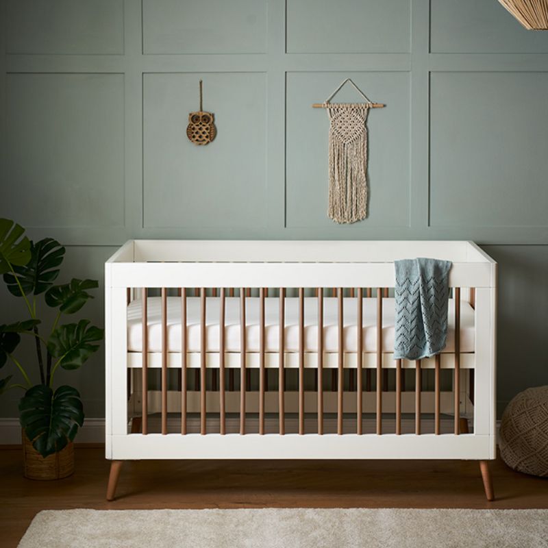 Light Slate Gray OBABY MAYA COT BED - WHITE + NATURAL