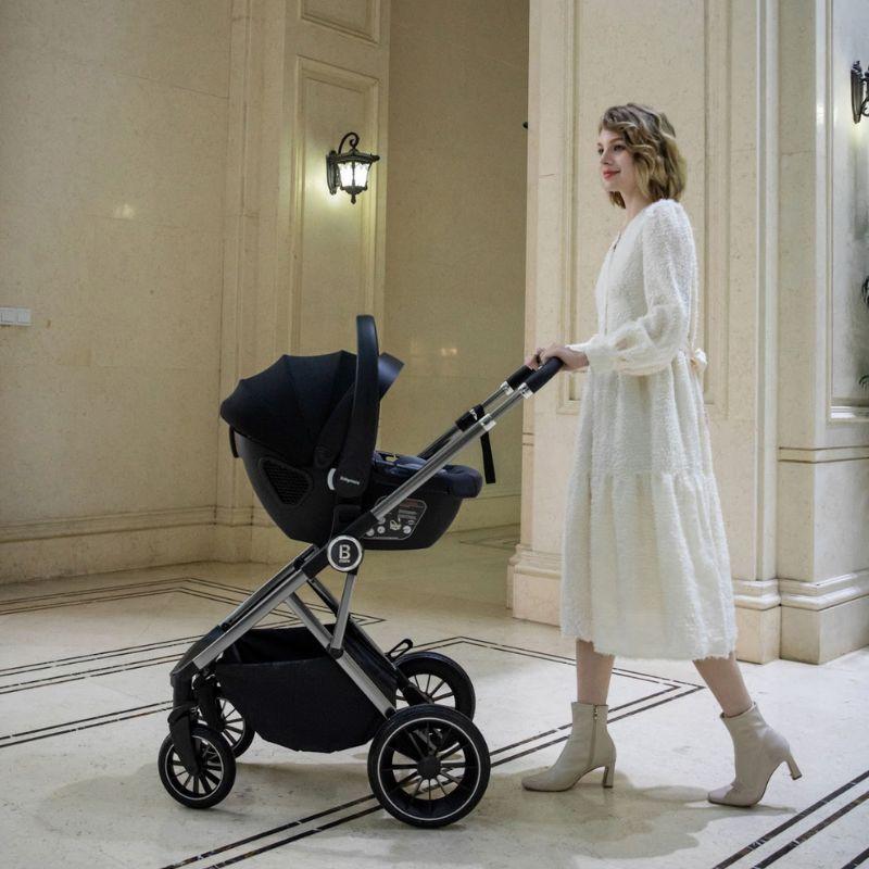 Rosy Brown BABYMORE CHIA TRAVEL SYSTEM COCO WITH BASE - PEARL GREY
